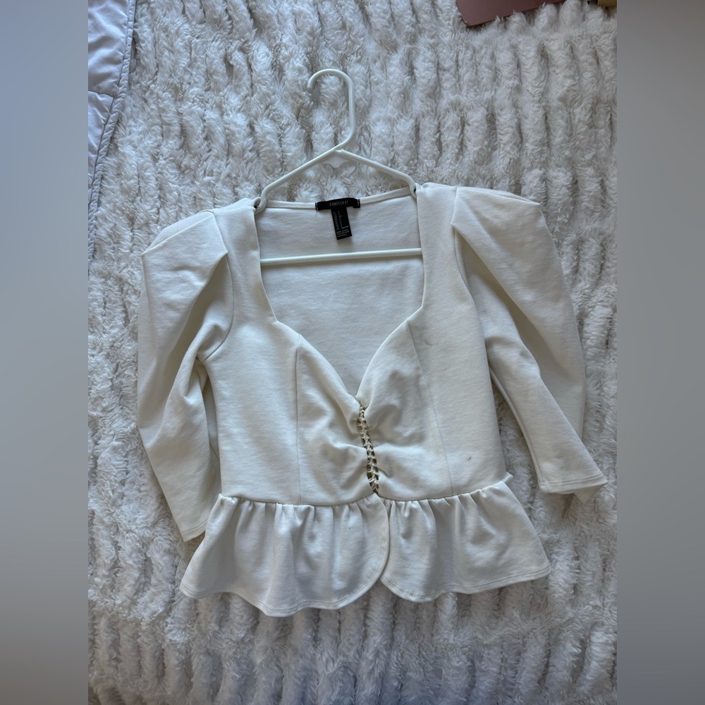 Elegant White Peplum Top